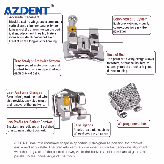 Azdent Metal Bondable Mini Roth Dental Brackets for Orthodontic